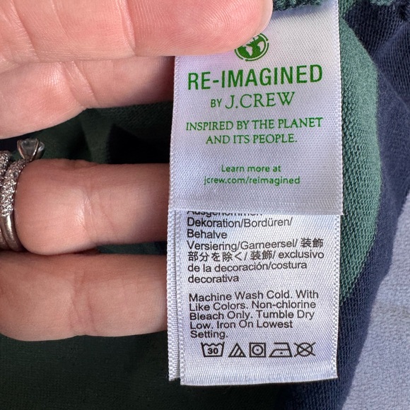 J. Crew Crewcuts Boys Large‎ 1/4 Zip Rugby Sweater Collar NEW Blue green Cotton - Picture 6 of 8